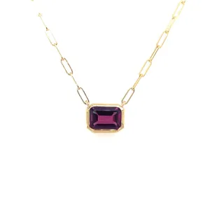 Rhodolite Garnet and Link Chain Necklace