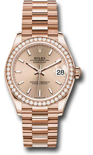 Rolex Everose Gold Datejust 31 Watch - Diamond Bezel - RosŽ Index Dial - President Bracelet 278285RBR rsip