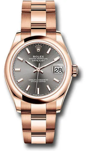 Rolex Everose Gold Datejust 31 Watch - Domed Bezel - Rhodium Index Dial - Oyster Bracelet - 278245 dkrhio