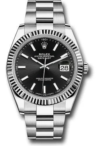 Rolex Steel and White Gold Rolesor Datejust 41 Watch - Fluted Bezel - Black Index Dial - Oyster Bracelet - 126334 bkio 2020 Papers