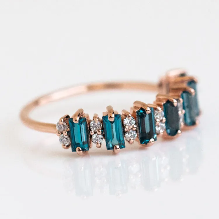 Rose Gold London Blue Topaz Canary Ring