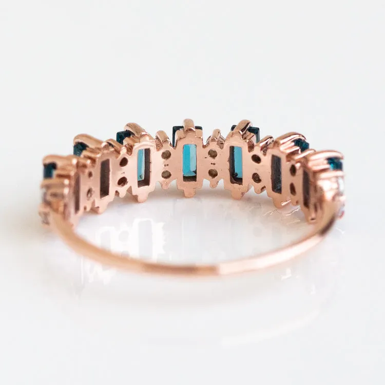 Rose Gold London Blue Topaz Canary Ring