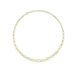 Shy Creation Alternating Diamond Oval Link Necklace