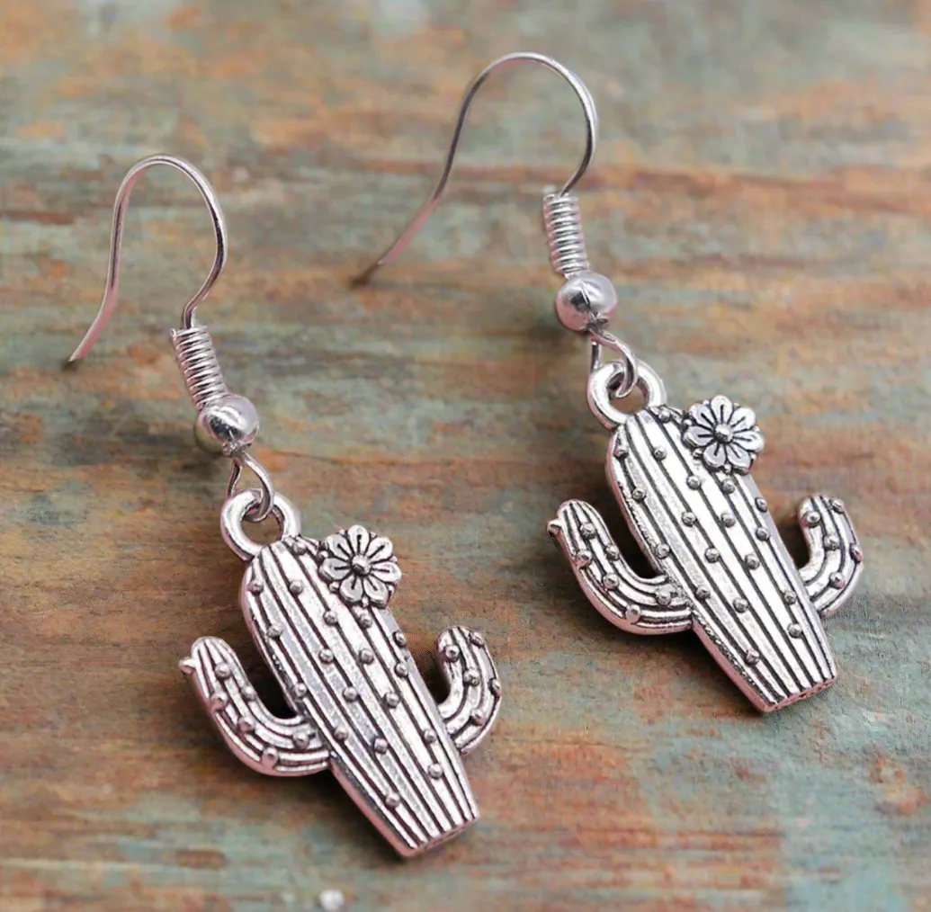 Silver Cactus Earrings