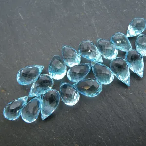 Sky Topaz AAA Faceted Teardrop Briolettes