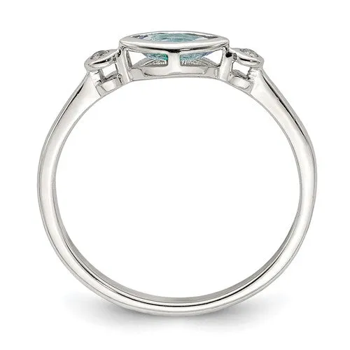 Sterling Silver Bezel Set Marquise Gemstone And White Topaz Rings