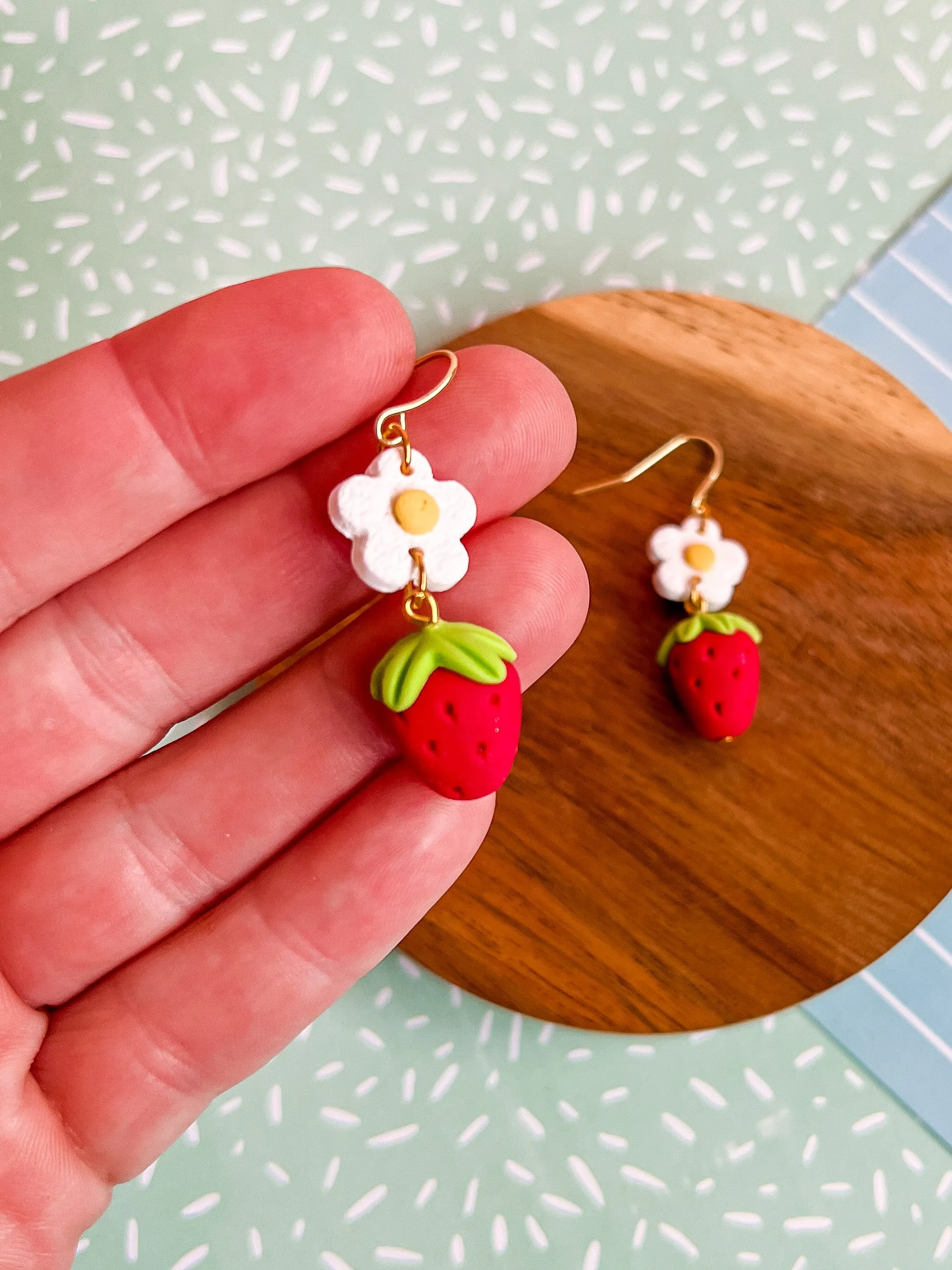 Strawberry Field Earrings | Clay Earrings