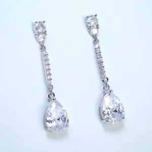 Swarovski Diamond Tear Drop Tassel Earrings, Bridal Jewelry, Bridal Earrings, Crystal Bridal Earrings, Statement Earrings Cz