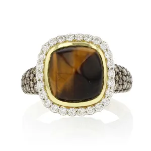 Tiger's Eye Topaz Diamond Ring