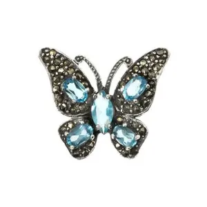 Topaz Silver Butterfly Pendant