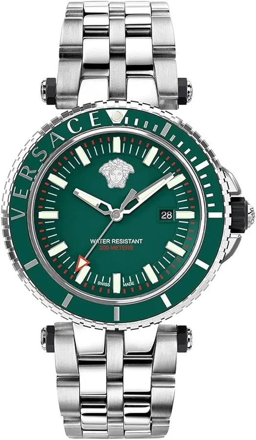 Versace Men's Watch V-Race Diver 46mm Green Bracelet VEAK00721