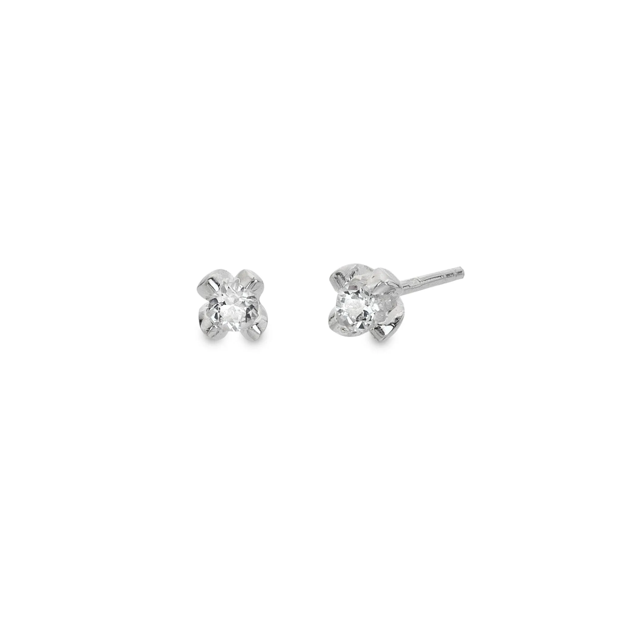 White topaz petal studs