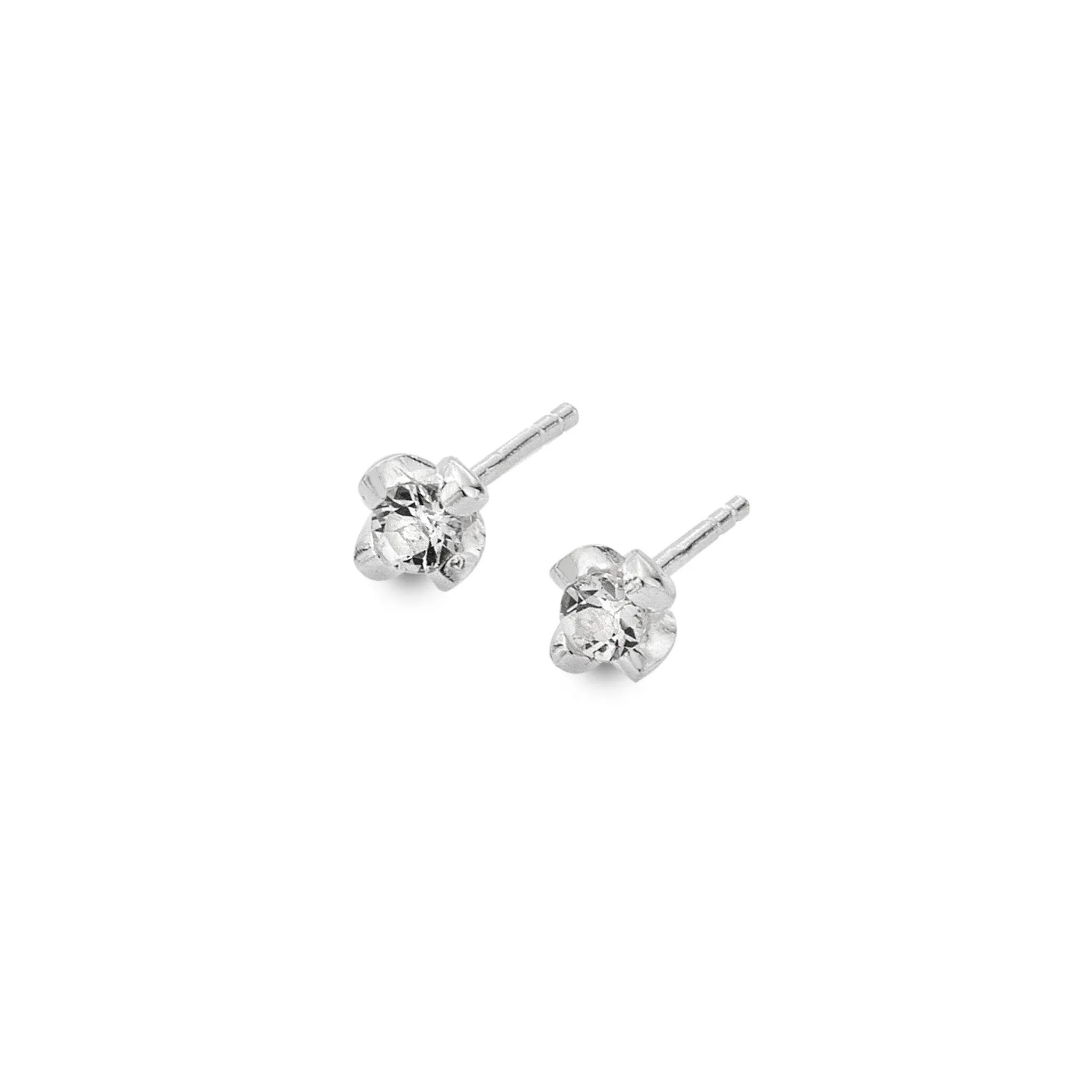 White topaz petal studs